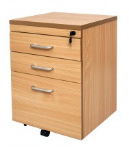 SPMP3 Mobile Pedestal On Castors. Melamine 2D1F Lockable. 690 X 465 X 447. Beech Or Natural White